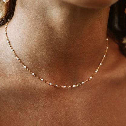 White Beaded Choker Kolye